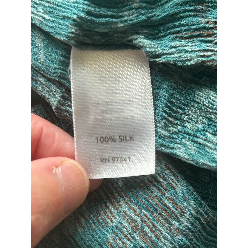 J Jill green sheer long sleeve silk blouse medium business office feminine - Picture 5 of 6